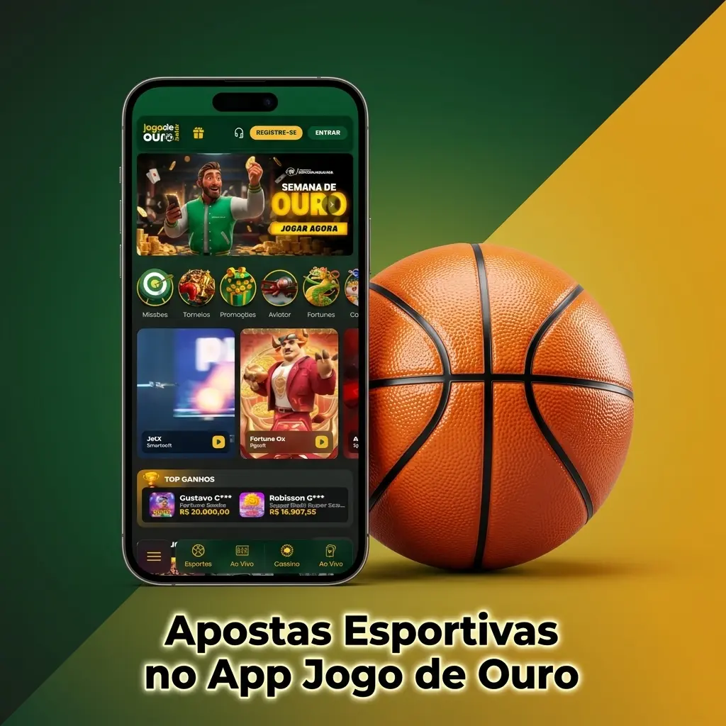 Apostas esportivas no app Jogo de Ouro: futebol, basquete, tênis, MMA e mais modalidades com odds ao vivo