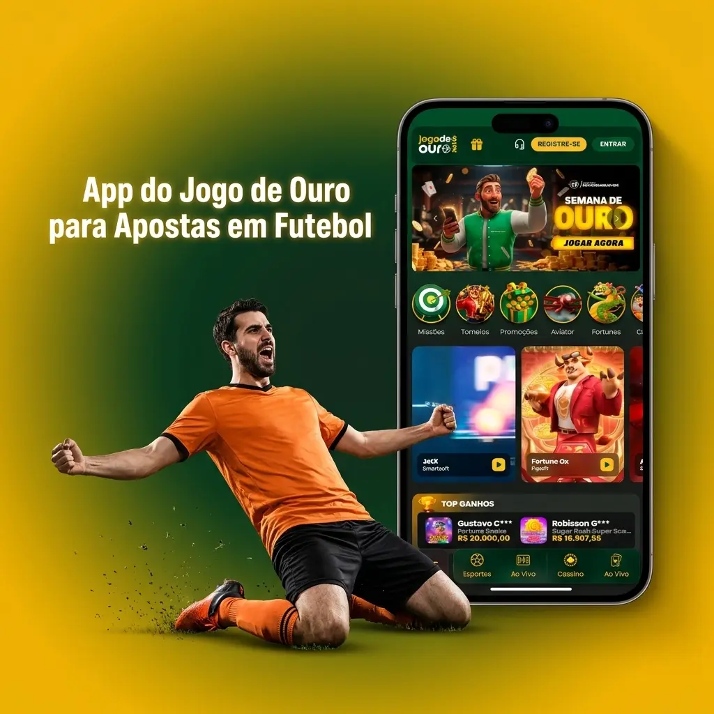 App móvel Jogo de Ouro para apostas em futebol no Android e iOS com acesso a mercados esportivos