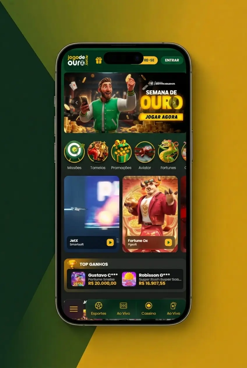 Passo a passo para começar a apostar em futebol no Jogo de Ouro, desde o cadastro até a confirmação da aposta