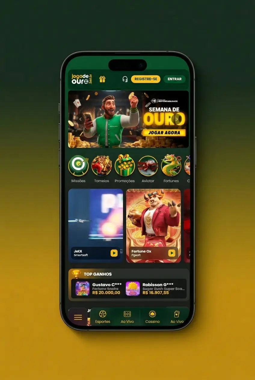 Guia de login na conta Jogo de Ouro com passos para acessar via site ou aplicativo móvel